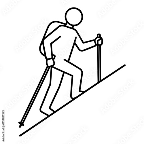 Skier With Poles Line Icon