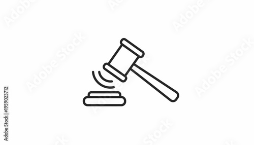 Gavel striking sounding block, symbol of justice, law, auction, decision, and authority