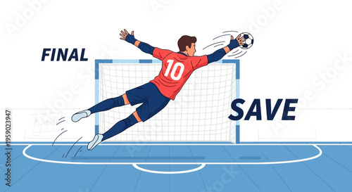 A Dynamic Illustration of a Goalkeeper Making a Daring Save in the Final Seconds