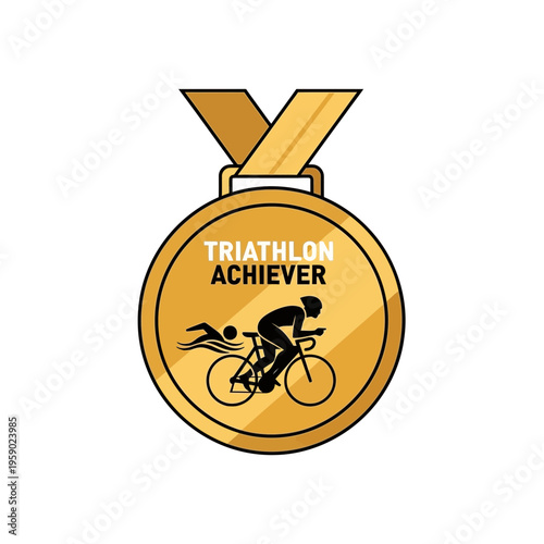 A Gold Medal Illustrating Triathlon Success and The Determination of The Athlete