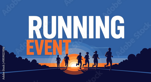 A Group Of Runners Participate In The Running Event At Sunset, Showing Endurance