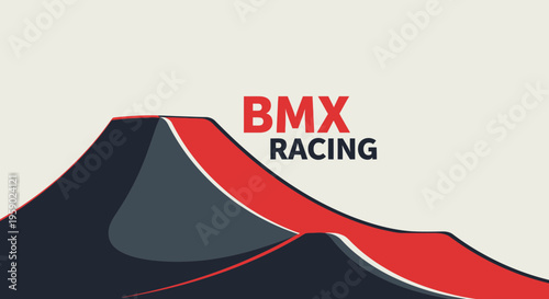 Abstract BMX Racing Illustration With Red Ramp Design And Stylish Graphic Elements