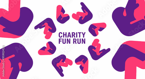 Abstract Charity Run Illustration for Fundraising Events and Community Activities