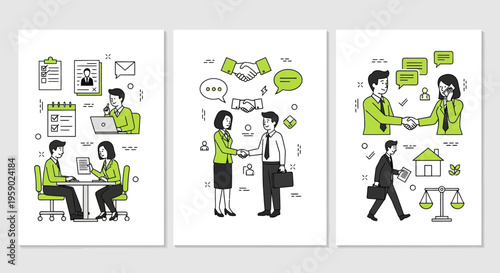 Business people communicating and working together in office settings