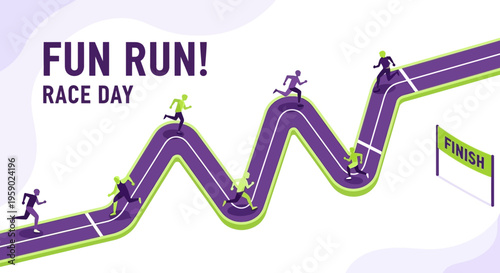 Abstract Fun Run Race Day Vector Illustration