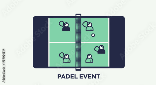Abstract Padel Event Illustration Showcasing Sport Game Action and Court Dynamics Visually