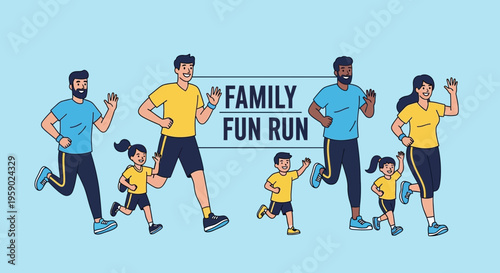 Active Families Enjoying a Joyful Outdoor Running Event Together