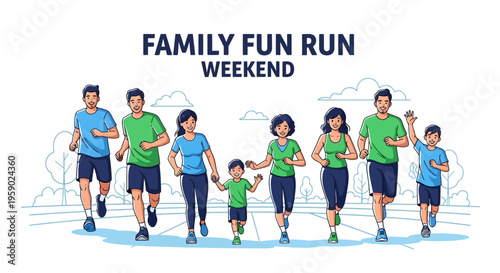 Active Family Fun Run Weekend Illustration