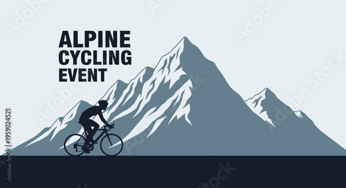 Alpine Cycling Event In Stunning Mountain Scenery With A Bicyclist Silhouette