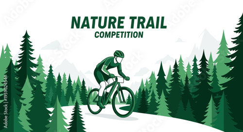 Adventure Mountain Biking Competition Through Verdant Forest Trails