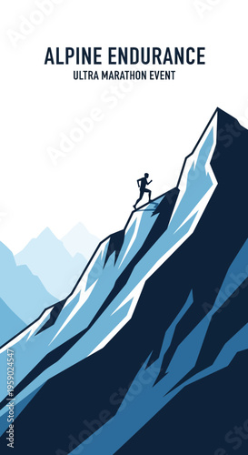 Alpine Endurance Ultra Marathon Event Inspiring Mountain Runner Silhouette