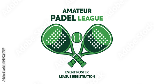Amateur Padel League Logo Design Featuring Rackets and Ball for Tournament Branding