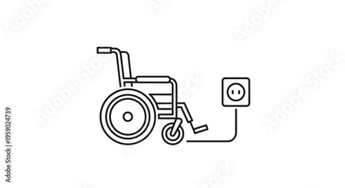Electric Wheelchair Charging Icon: Modern Mobility and Accessibility Concept
