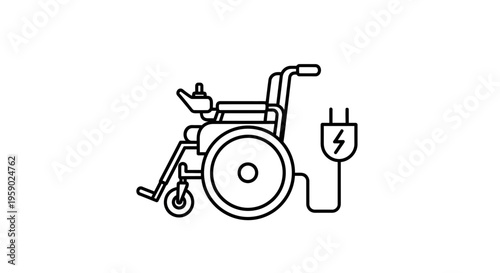 Electric Wheelchair Icon Charging, Accessibility Symbol, Mobility Aid, Technology