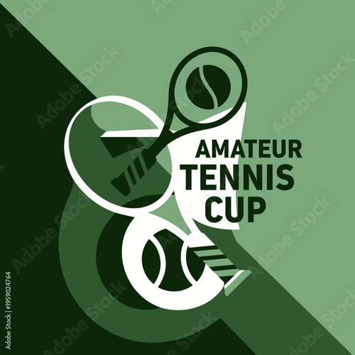 Amateur Tennis Cup Championship Graphic Design Emblem