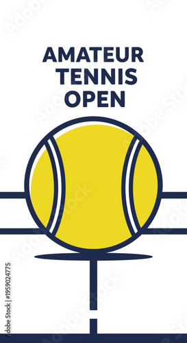 Amateur Tennis Open Graphic With Ball And Court Elements