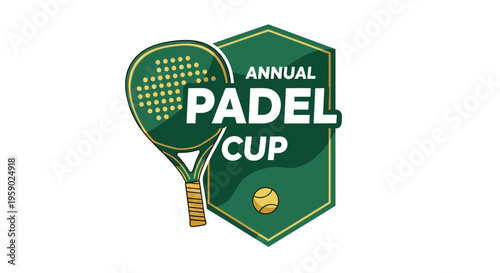 Annual Padel Cup Championship Logo Design Featuring Racket and Ball