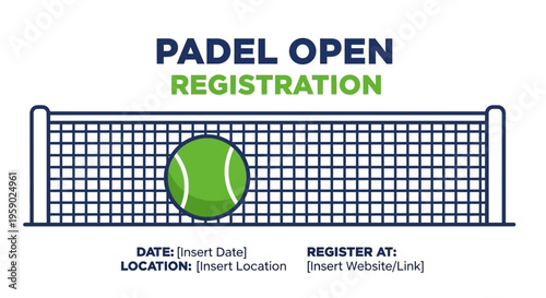 Announcing a Padel Open Tournament, Featuring Registration Information and Event Details