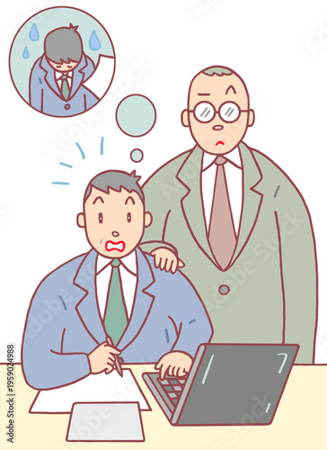 労働問題のイラスト - 肩たたき・リストラ勧告・人員整理
