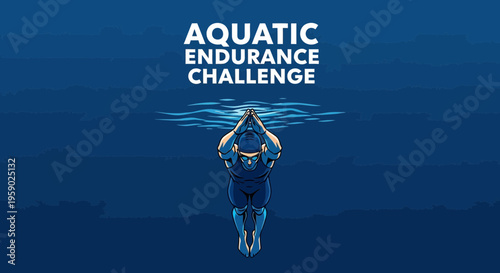 Aquatic Endurance Challenge Depicting a Swimmer Diving Underneath the Water Surface