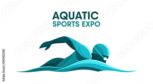 Aquatic Sports Expo: An Artistic Illustration Showcasing Competitive Swimming and Water Activities