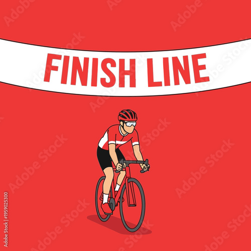 Athlete Approaches The Finish Line During Cycling Competition Victory