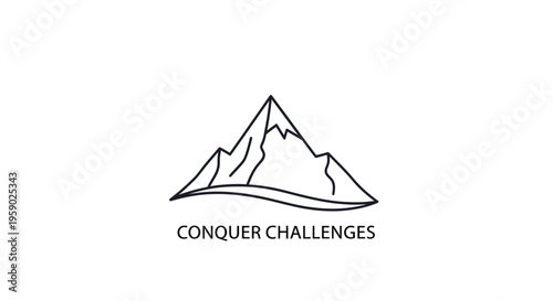 Conquer Challenges Mountain Peak Logo Icon - Motivational Success Concept