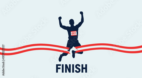 Athlete Celebrates Triumph After Crossing The Finish Line With Enthusiasm and Dedication