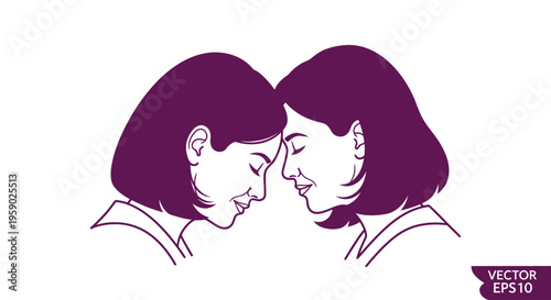 Two women with heads together in gentle loving moment