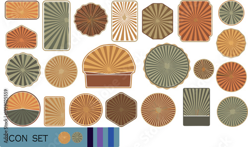 Print Vintage Sunburst Labels and Retro Burst Badge Icon Set