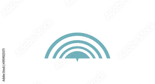 Teal semicircle graphic design element.