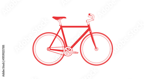 Minimalist red bicycle icon illustration on white background