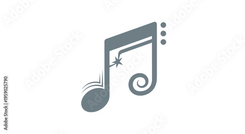Modern musical note with star and book icon logo