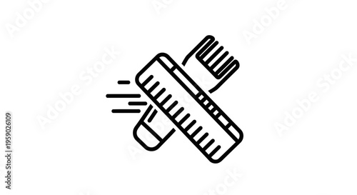 Crossed Ruler and Comb Icon: Measuring Haircut and Styling Tool