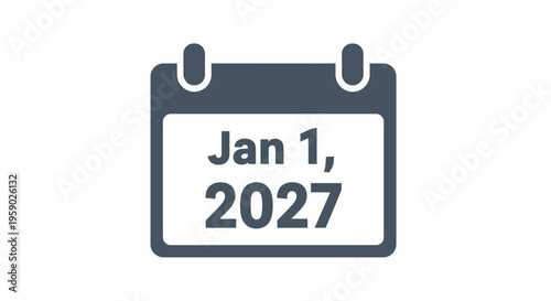 Digital calendar icon shows January 1 2027.
