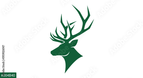 Deer head with large antlers profile.