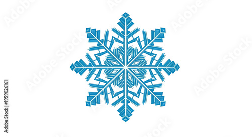 Detailed Blue Snowflake Ice Crystal Structure.