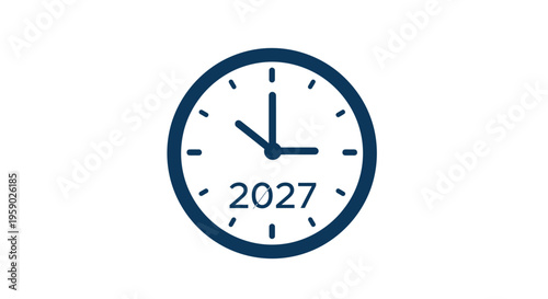 Clock showing the year 2027.