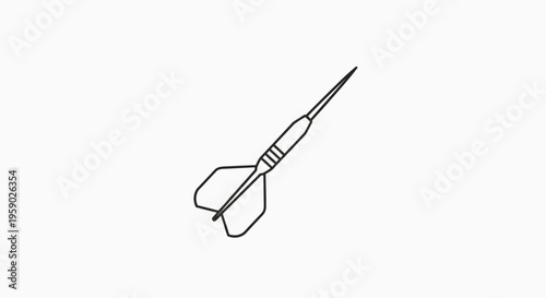Dart Icon, Simple Line Art Illustration of a Dart for Games and Sports