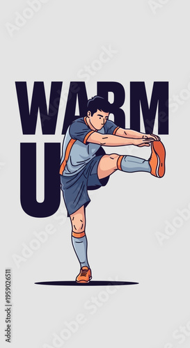 Athlete Performing Dynamic Stretching Before Intense Soccer Match Practice Session