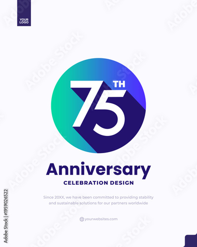 Free Download 75th milestone brand mark circle logo icon social media template - GFXLoad