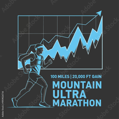 Athlete's Strenuous Journey: Mountain Ultra Marathon's Upward Trajectory Depicted Graphically
