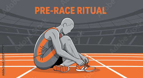 Athlete's Pre-Race Preparation: A Moment of Focus and Shoe Lacing on Track