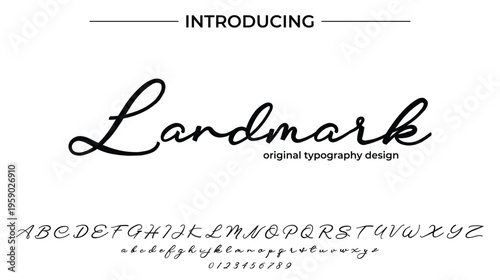 Landmark Font Stylish brush painted an uppercase vector letters, alphabet, typeface