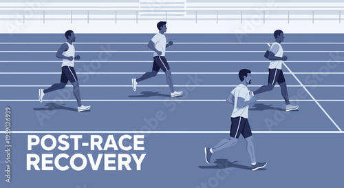 Athletes Engaging In Post Race Warm Down Routine On The Track For Recovery and Endurance