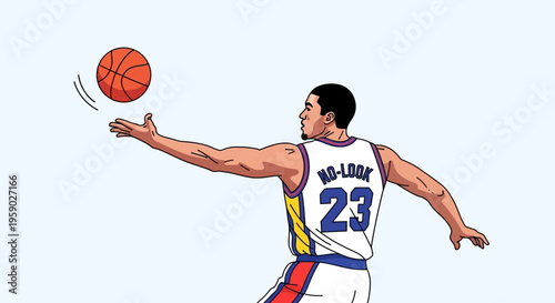 Athletic Basketball Player Executes A Skillful No-Look Pass