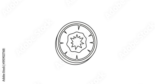 Abstract starburst explosion inside a compass outline, representing direction and impact