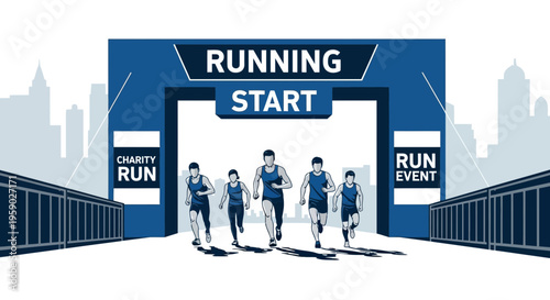 Athletic Competition Begins As Runners Cross The Starting Line