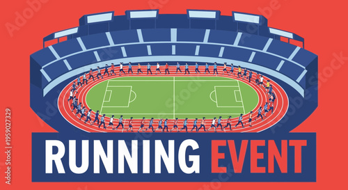 Athletic Marathon Event Hosted in Large Stadium Filled With Participants and Spectators