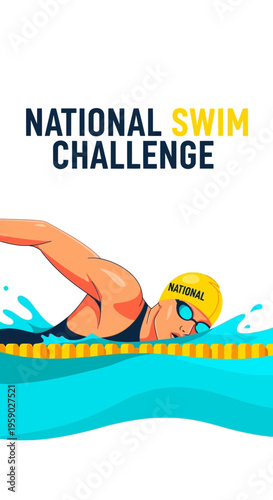 Athletic Swimmer Competes In National Challenge Event Promoting Fitness And Water Sports